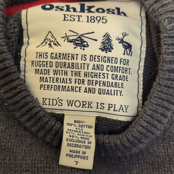 Oshkosh bgosh vintage embroidered snowman knit sweater boys‎ size 7 - Picture 2 of 5